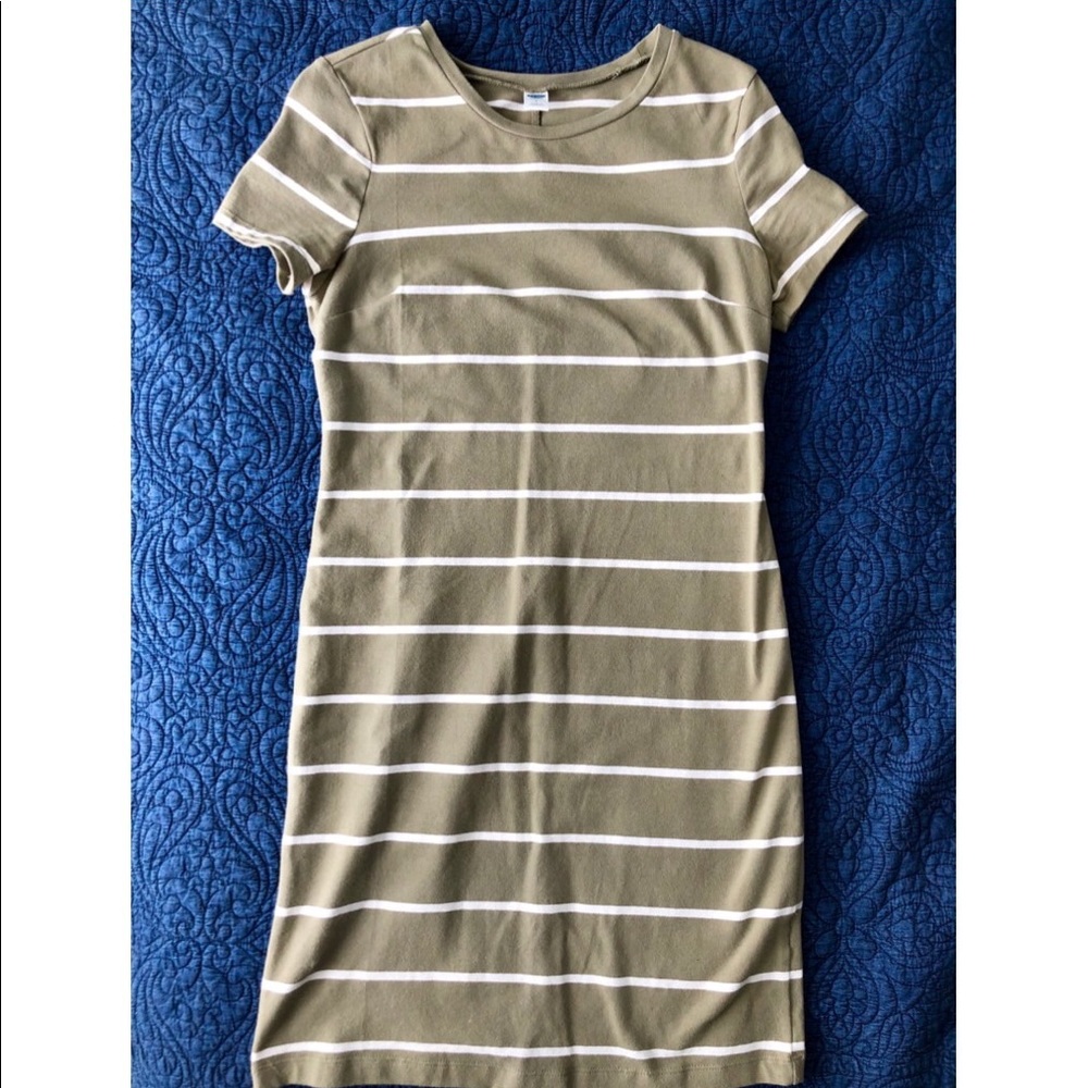 Striped olive green dress